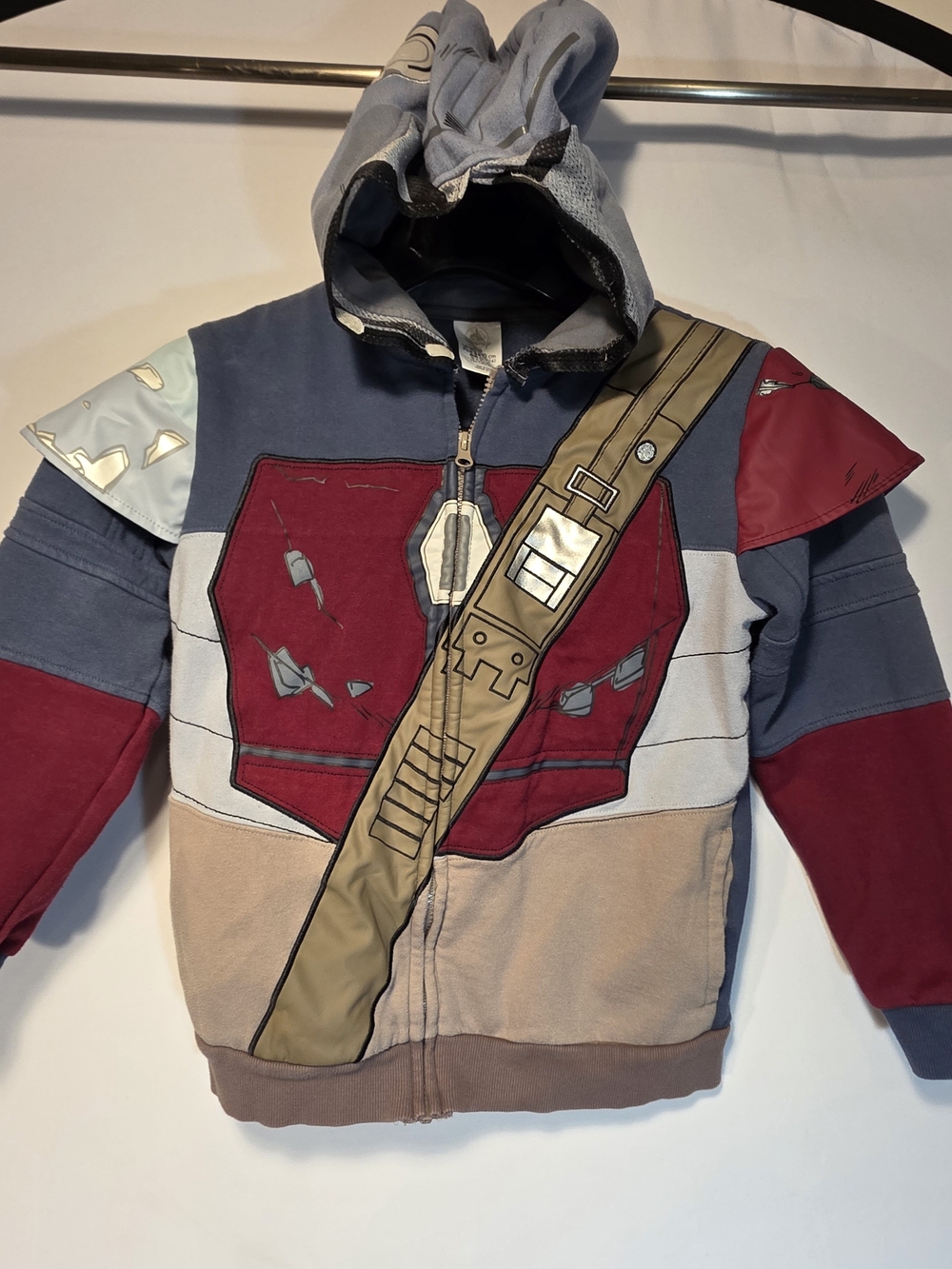 Disney Star Wars Mandelorian Costume Hoodie Sz 9/10 Bounty Hunter Armor Jacket